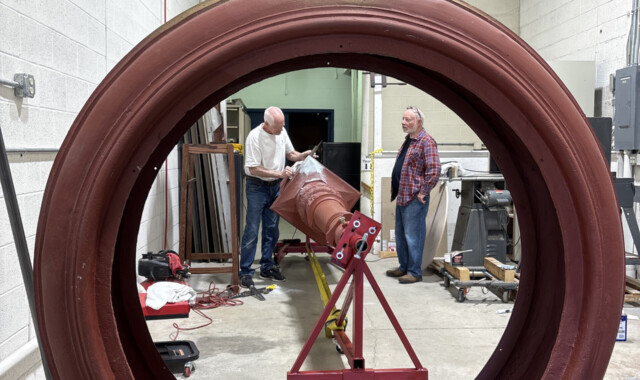 Repairing the base prior to painting.